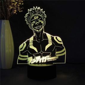 img 1 attached to Anime Jujutsu Kaisen Ryomen Sukuna Figure: 3D LED Night Light - Perfect Manga Desk Lamp for Bedroom Decoration, Home Decor, and Birthday Gift for Kids - Child-Safe Bedside Lamp