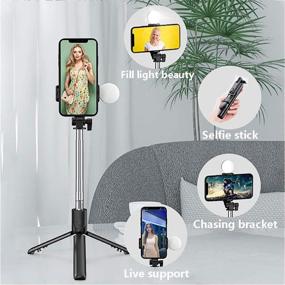 img 2 attached to Selfie Stick Tripod with Fill Light and Wireless Remote Control - 360° Rotation, Compatible with All Mobile Phones, Android and iPhone12 Pro/12/12 Mini, 11 Pro/11, XR XS/XS Max