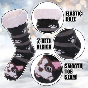 img 3 attached to Dosoni Kids Boys Girls Fuzzy Slipper Socks: Cute Animal Print Non-Skid Soft Warm Winter Socks
