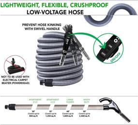 img 3 attached to Enhance Your Cleaning Experience with OVO Central Vacuum Standard Kit - 40ft Low-Voltage Hose, Handy ON/Off Control, 12’’ Combo Brush, and Accessories - Ideal for Hard Surfaces and Carpets