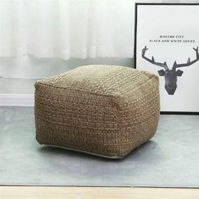 img 2 attached to Pouf Cover Pouf Ottoman Unstuffed Cotton Linen - Stylish Coffee Color Decorative Ottoman Footrest Cover