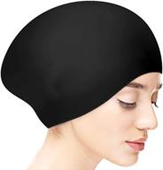 👩 silicone swim cap for women with long hair - black2, perfect for bathing and swimming logo