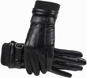 img 4 attached to Thermal Leather Windproof Mittens Outdoor Men's Accessories in Gloves & Mittens