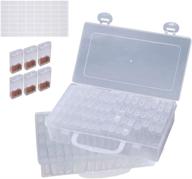 🔷 tdotm 2 pack x 64 grids diamond painting storage containers - clear beads embroidery organizers for premium nail jewelry diy crafts - portable storage case with handle & label stickers (2 pack x 64 grids) logo