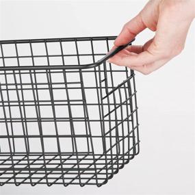 img 1 attached to Narrow Farmhouse Decor Metal Wire Bathroom Organizer Storage Bin Basket - 4 Pack - Matte Black