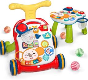 img 4 attached to 🚶 CUTE STONE 2-in-1 Sit-to-Stand Learning Walker: Early Educational Baby Activity Center with Removable Play Panel, Multifunctional Playset for Infant Boys and Girls - Baby Music Learning Toy Gift