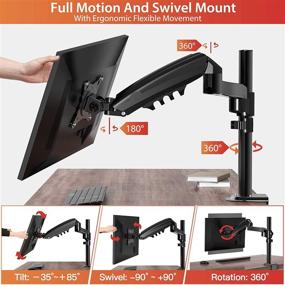 img 2 attached to ErGear Single Monitor Mount Arm: Adjustable Gas Spring Desk Stand for 17-34 Inch Flat Curved Monitors, VESA Mount 75/100mm - Holds up to 19.8lbs