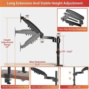img 1 attached to ErGear Single Monitor Mount Arm: Adjustable Gas Spring Desk Stand for 17-34 Inch Flat Curved Monitors, VESA Mount 75/100mm - Holds up to 19.8lbs