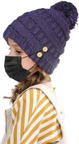 img 4 attached to Warm and Cozy ACTLATI Kids Beanie: Winter Knit Hat with 4 Button Mask Holder for Boys and Girls