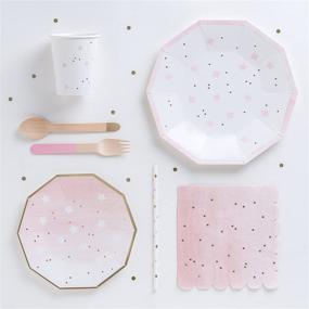 img 3 attached to 🌟 Pack of 16 Fire and Creme Stars Large Foiled Party Paper Napkins in Gold Pink White Ombre - 13 x 13 inches