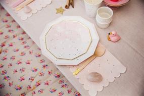 img 1 attached to 🌟 Pack of 16 Fire and Creme Stars Large Foiled Party Paper Napkins in Gold Pink White Ombre - 13 x 13 inches