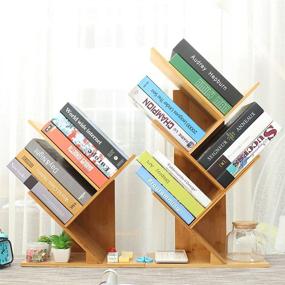 img 1 attached to 📚 Bamboo 3-Tier Bookshelf Desk: Desktop Book Storage Organizer, Floor Standing Bookcase, Wood Storage Rack for Office, Home, School Shelf Display - Creative Bookcase (Bamboo Wood)