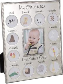 img 3 attached to 👶 Malden International Designs My First Years Beaded Two Tone Silver Metal Picture Frame - Chic Baby Photo Frame with Multiple Sizes and Elegant Silver Finish