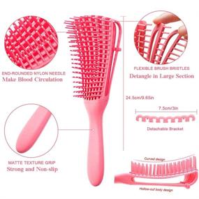 img 3 attached to Hair Detangling Brush 2 Pack for Curly Hair: Massager Afro Brush for Natural Hair Textured 3a to 4c - Kinky Wavy/Curly/Coily/Dry/Oil/Thick/Long Hair