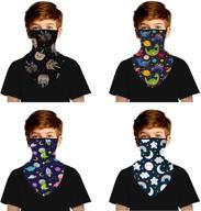 🧒 children balaclava neck gaiter with ear loops - 4pcs outdoor sport face cover scarf mask bandana for kids boy girl logo
