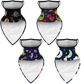 img 1 attached to 🧒 Children Balaclava Neck Gaiter with Ear Loops - 4Pcs Outdoor Sport Face Cover Scarf Mask Bandana for Kids Boy Girl