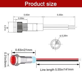 img 1 attached to 🚦 3 Pack - mxuteuk Red LED Metal Indicator Light Head - Waterproof Signal Lamp with Wire for Car Truck Boat - 12V-24V - DQ6P-12V-R