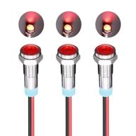 π¦ 3 pack - mxuteuk red led metal indicator light head - waterproof signal lamp with wire for car truck boat - 12v-24v - dq6p-12v-r logo