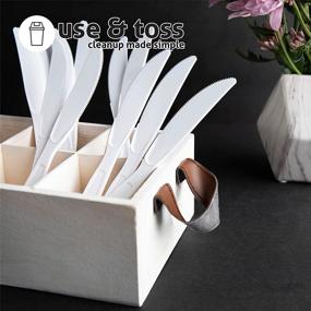 img 1 attached to Premium Heavy Duty White Plastic Knives – Pack of 100, Food-Grade Disposable Cutlery for Convenient Events