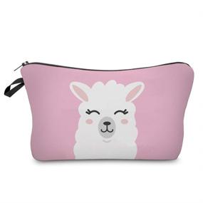 img 1 attached to Llama Makeup Bag - Cosmetic Organizer Pencil Case Zipper Pouch for Women and Girls (Llama-1) with Travel-friendly Features