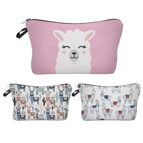 img 4 attached to Llama Makeup Bag - Cosmetic Organizer Pencil Case Zipper Pouch for Women and Girls (Llama-1) with Travel-friendly Features