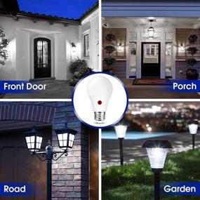 img 2 attached to 🌞 LOHAS Dusk to Dawn Outdoor Light Bulbs, Daylight 5000K A19 LED Bulb, 9W Photocell Sensor, Auto On/Off, E26 Base for Garage, UL Listed, 2 Pack