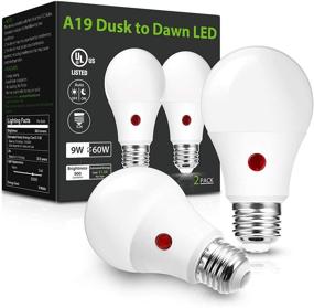 img 4 attached to 🌞 LOHAS Dusk to Dawn Outdoor Light Bulbs, Daylight 5000K A19 LED Bulb, 9W Photocell Sensor, Auto On/Off, E26 Base for Garage, UL Listed, 2 Pack