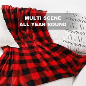 img 3 attached to Fomoom Buffalo Plaid Blanket: Cozy Flannel Red Black Check Pattern Throw, Perfect for Couch, Bed, Sofa, and Chair - Lightweight, Soft, and Decorative - 59x79 Inch Size!