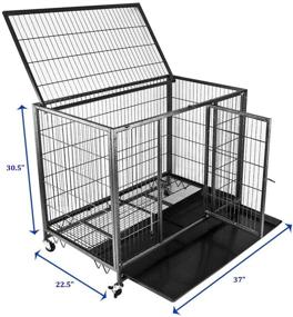 img 1 attached to 🏠 37% Homey Pet Heavy-Duty Metal Open Top Cage with Floor Grid, Casters, and Tray