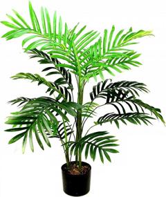 img 3 attached to 🌿 Admired By Nature Artificial Paradise Palm Tree Plant in Plastic Pot - Single Pack, Realistic Greenery for Home Décor