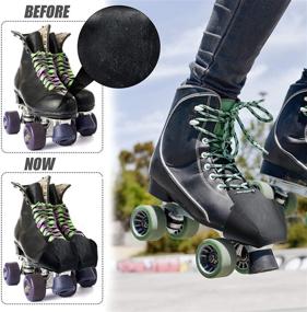 img 1 attached to 🔝 6-Pack Black Artificial Leather Toe Cap Protectors for Quad Roller Skates - Protective Guards for Roller Skate Toe Caps