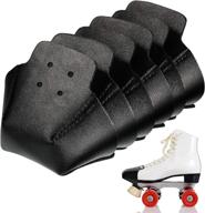 🔝 6-pack black artificial leather toe cap protectors for quad roller skates - protective guards for roller skate toe caps logo