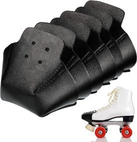 img 4 attached to 🔝 6-Pack Black Artificial Leather Toe Cap Protectors for Quad Roller Skates - Protective Guards for Roller Skate Toe Caps