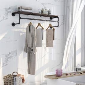 img 3 attached to 👕 Space-Saving Industrial Pipe Wall Mounted Clothes Rack with Top Shelf by Greenstell: Heavy Duty, Detachable, and Multi-Purpose Hanging Rod for Closet Storage+