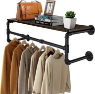 👕 space-saving industrial pipe wall mounted clothes rack with top shelf by greenstell: heavy duty, detachable, and multi-purpose hanging rod for closet storage+ логотип