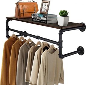 img 4 attached to 👕 Space-Saving Industrial Pipe Wall Mounted Clothes Rack with Top Shelf by Greenstell: Heavy Duty, Detachable, and Multi-Purpose Hanging Rod for Closet Storage+