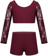 iefiel big girls kids' 2-piece dancewear outfit: long sleeves active top & briefs for stage performance and sports логотип