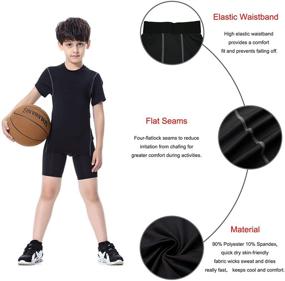 img 1 attached to 🏃 LANBAOSI Boys' Compression Shorts: Youth Cool Dry Baselayer Sports Tights for Active Performance