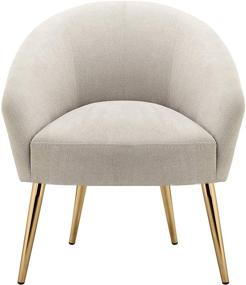 img 3 attached to 🪑 Contemporary Beige Fabric Accent Chair by Rosevera with Hybrid Seating Cushion