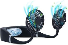 img 4 attached to RELIGES Ice Cooling Hands Free Personal Air Conditioner Neck Fan - 3000mAh USB Rechargeable Neck Fans with 3 Speeds, Headphone Design for Travel, Sports, Office, Outdoor, Indoor