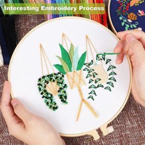 img 1 attached to 🧵 Beginners' Embroidery Kit - DIY Cross Stitch Kits for Adults with Patterns, 1 Embroidery Hoop, and 3 Interchangeable Embroidery Patterns, Including Color Threads and Needles