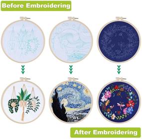 img 2 attached to 🧵 Beginners' Embroidery Kit - DIY Cross Stitch Kits for Adults with Patterns, 1 Embroidery Hoop, and 3 Interchangeable Embroidery Patterns, Including Color Threads and Needles