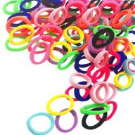👧 j-mee 100 pcs baby hair ties for kids toddlers - small seamless hair bands ponytail holder in 10 colors logo