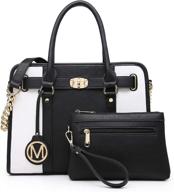 👜 women's two tone handbag in black - women's handbags & wallets with satchel design logo