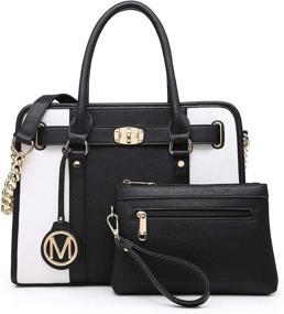 img 4 attached to 👜 Women's Two Tone Handbag in Black - Women's Handbags & Wallets with Satchel Design