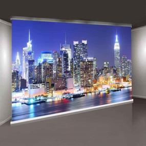 img 1 attached to 🏙️ Manhattan Night Scene Skyscraper Urban Light Backdrop Video Studio Photo – MME NYC (Vinyl-10x7ft)