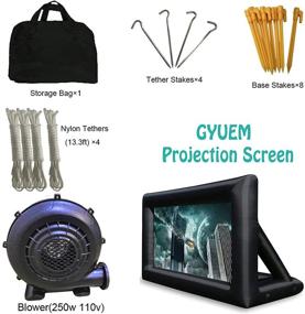 img 3 attached to 🎥 20-Feet Inflatable Portable Projector Movie Screen by GYUEM - Large Air-Blown Cinema Projection Package with Rope, Blower, Tent Stakes - Front & Rear Projection, Ideal for Outdoor Party and Backyard Pool Entertainment