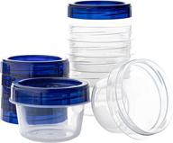 🍱 clear bottom twist top deli containers with blue lids - reusable, stackable, 4 ounce food storage containers for freezer (pack of 6) логотип