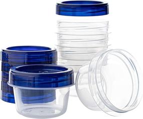 img 4 attached to 🍱 Clear Bottom Twist Top Deli Containers with Blue Lids - Reusable, Stackable, 4 Ounce Food Storage Containers for Freezer (Pack of 6)