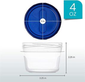 img 2 attached to 🍱 Clear Bottom Twist Top Deli Containers with Blue Lids - Reusable, Stackable, 4 Ounce Food Storage Containers for Freezer (Pack of 6)